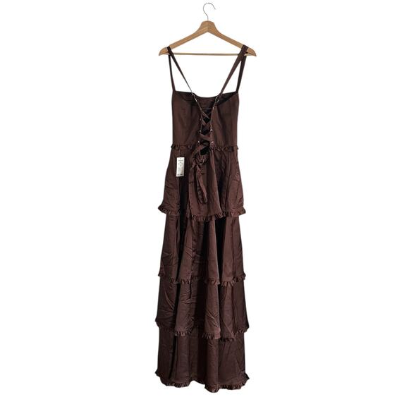 Show Me Your Mumu Lady Corset Dress in Chocolate Luxe Satin XL NWT - Picture 7 of 8